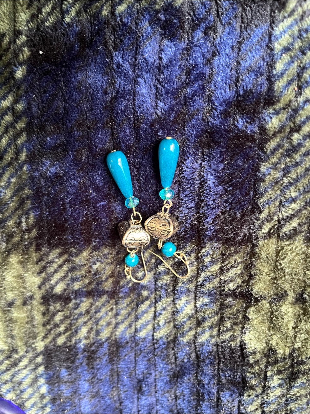 Turquoise Teardrop Dangle Earrings - Unbranded